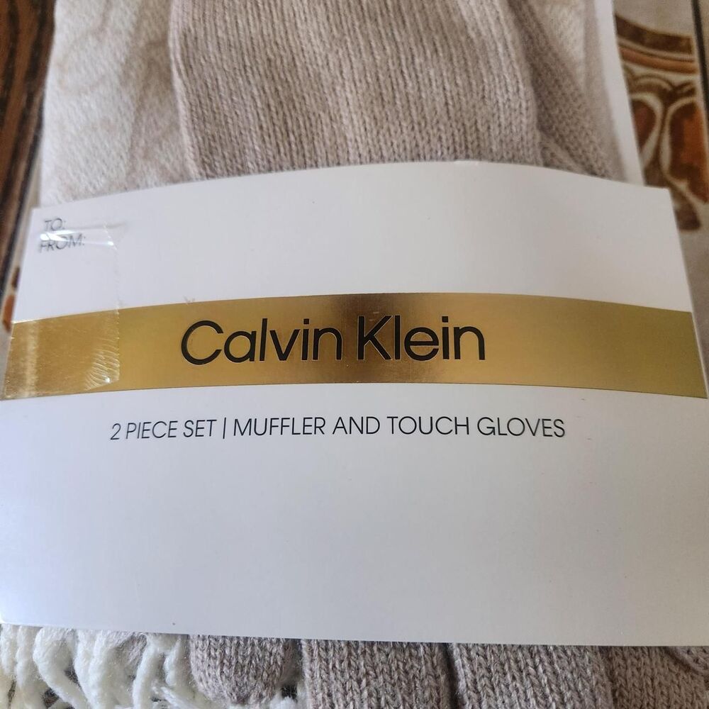 Calvin Klein Muffler and Touch Gloves set